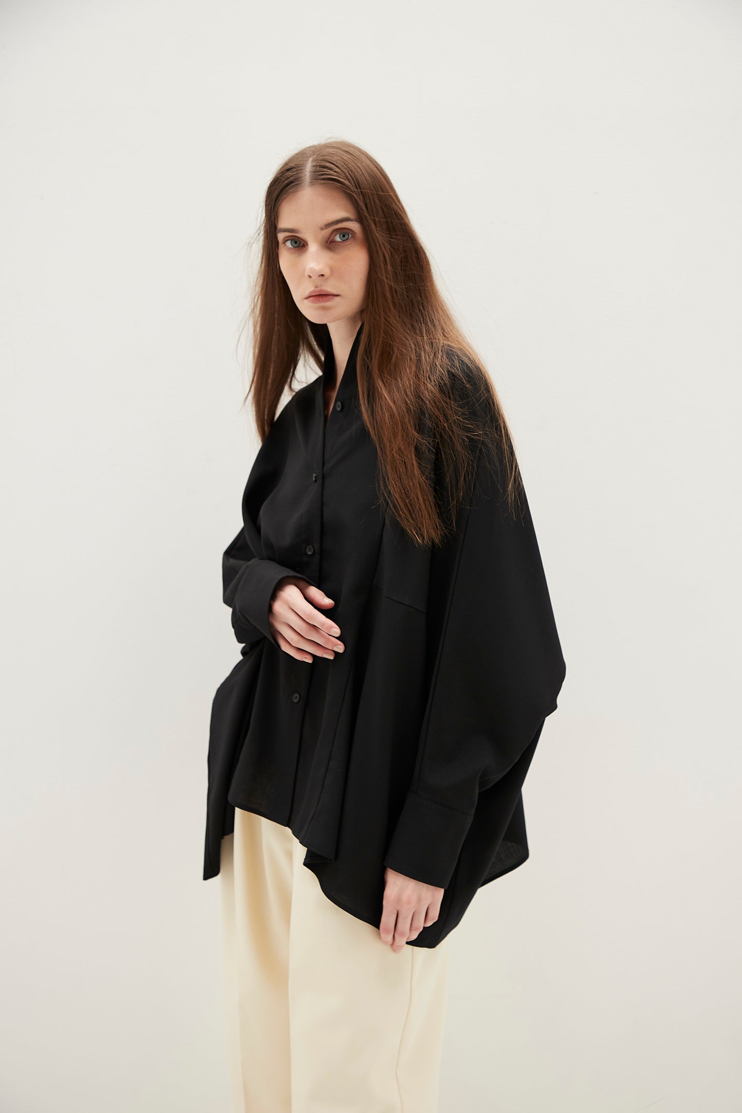 Poplin Drape Blouse
