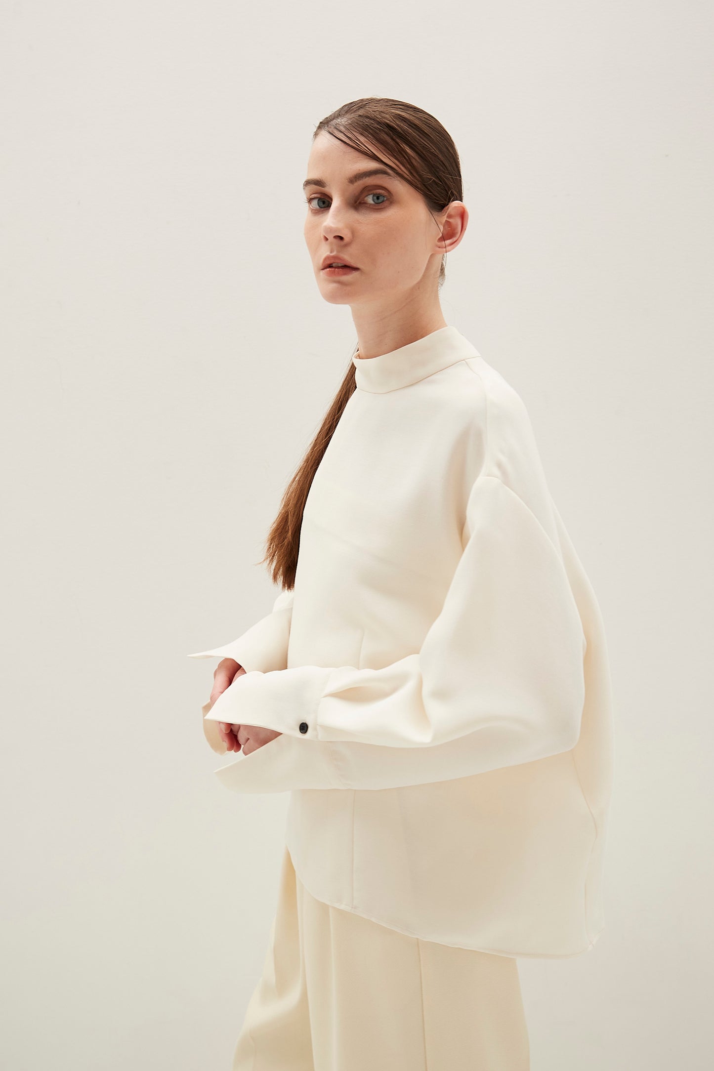 Stand Collar Cocoon Blouse