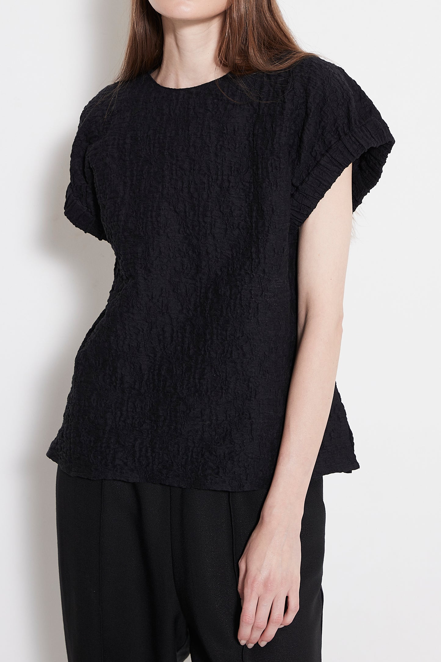 Gather sleeve jacquard Blouse