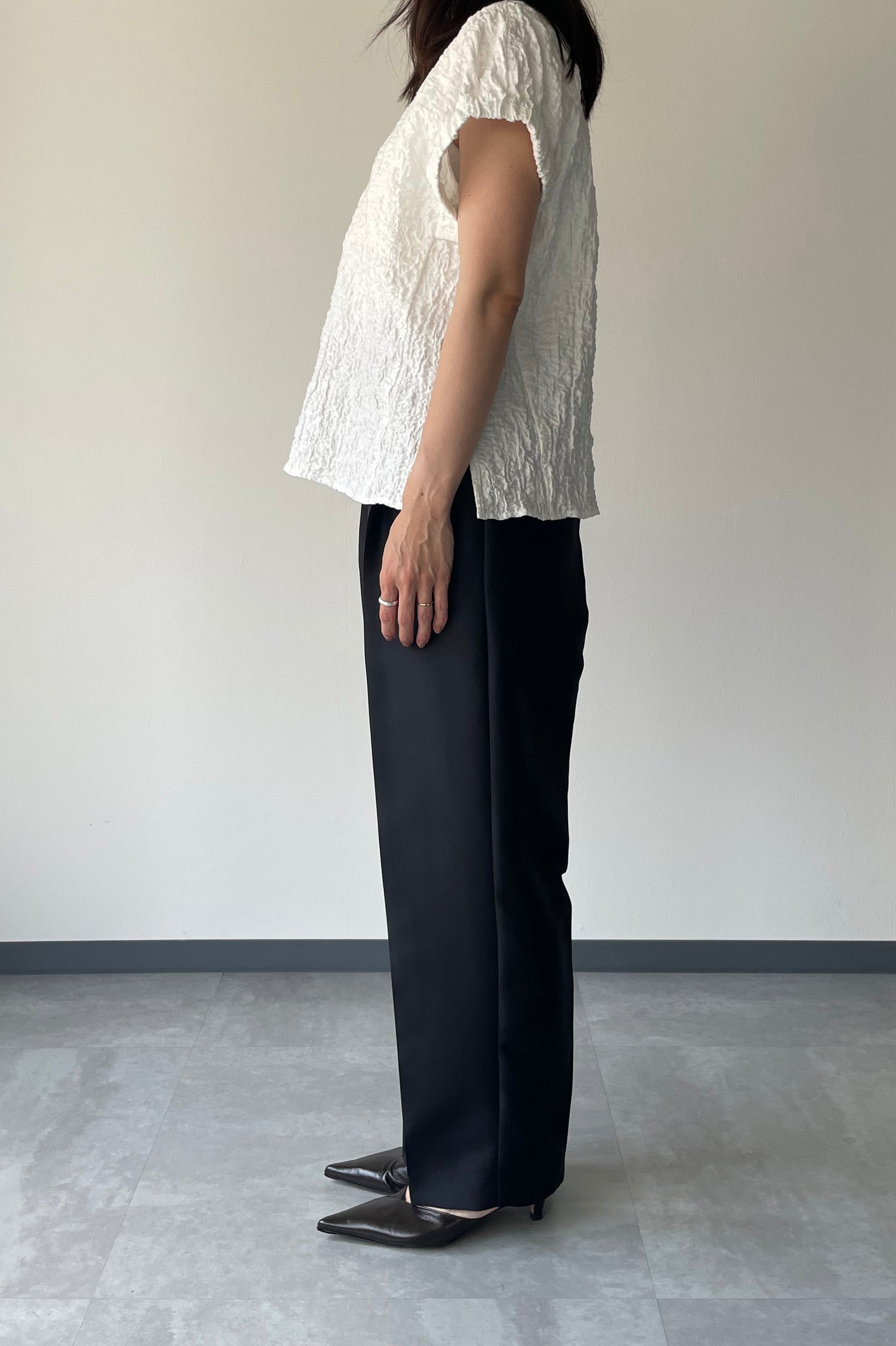 Silkey sheer Pants-BLACK