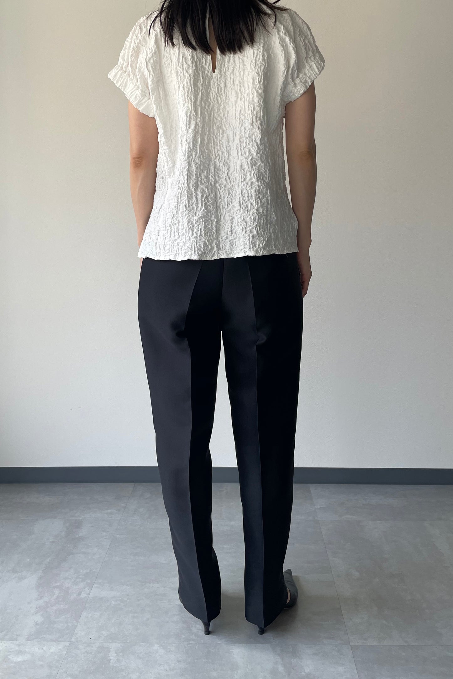 Silkey sheer Pants-BLACK