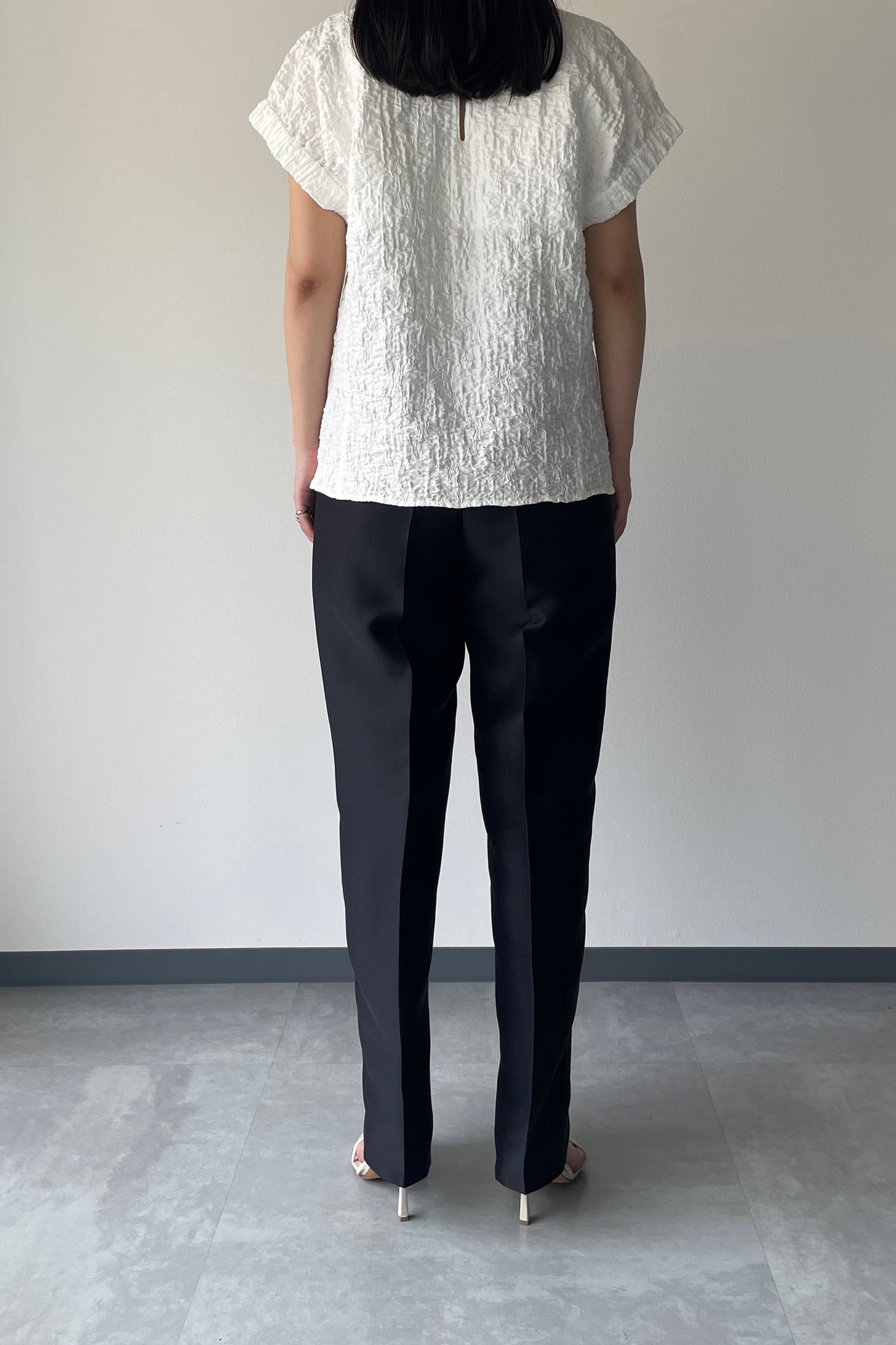 Silkey sheer Pants-BLACK