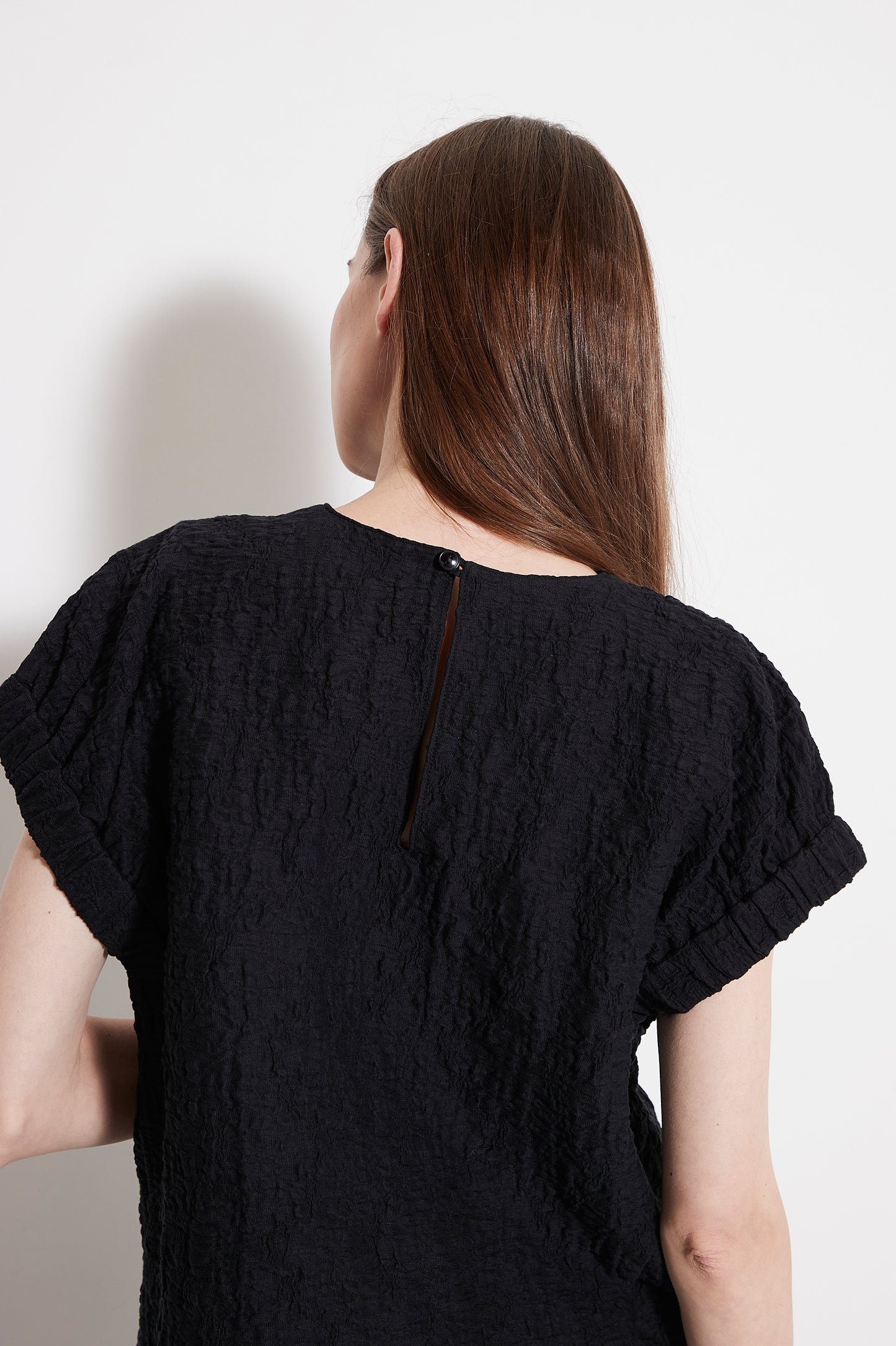 Gather sleeve jacquard Blouse