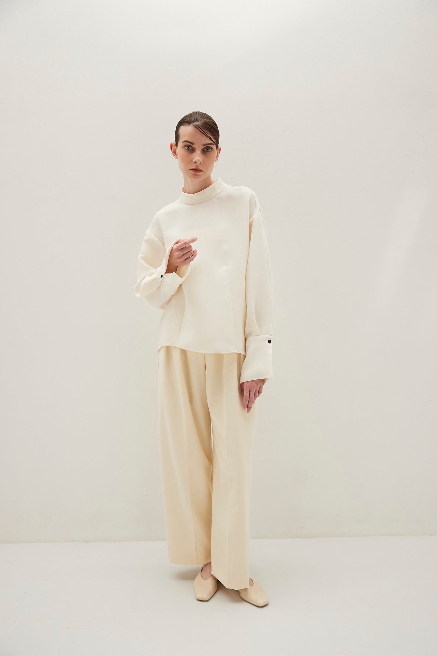 Stand Collar Cocoon Blouse