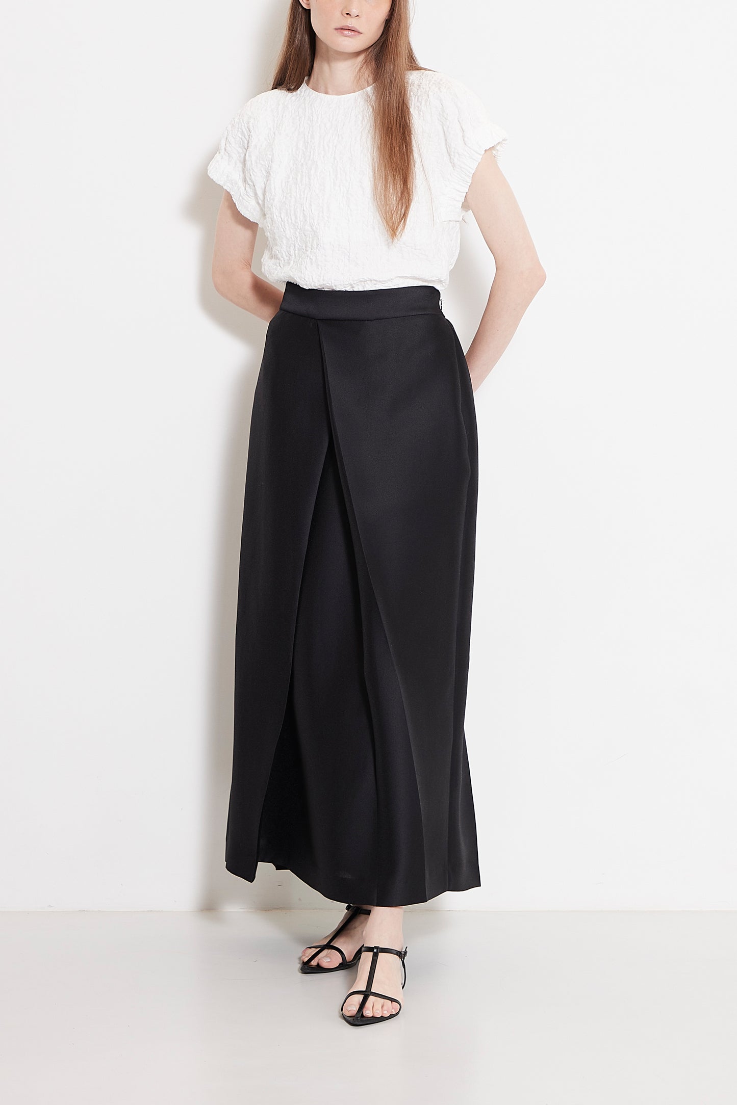 Gather sleeve jacquard Blouse