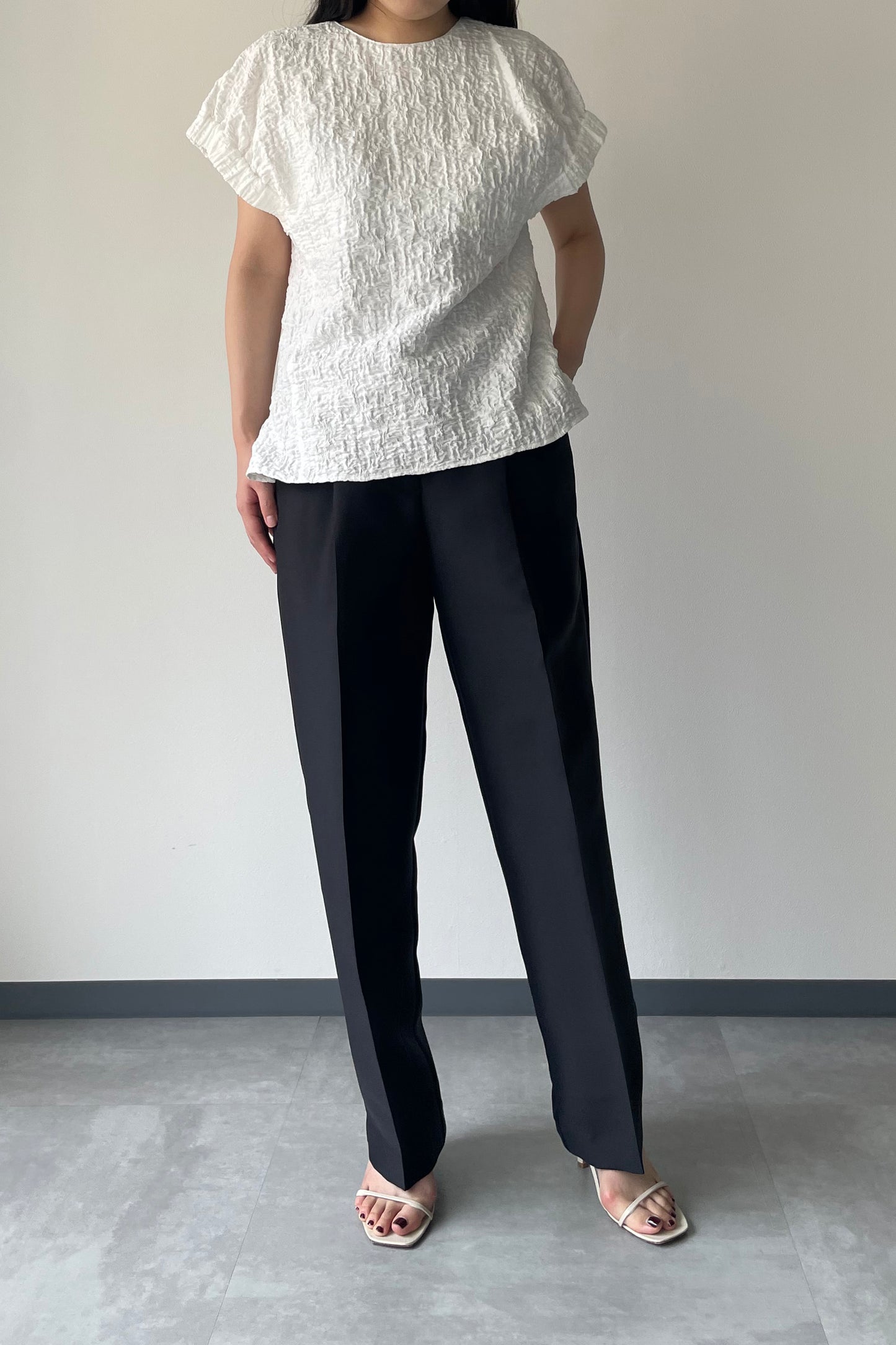 Silkey sheer Pants-BLACK