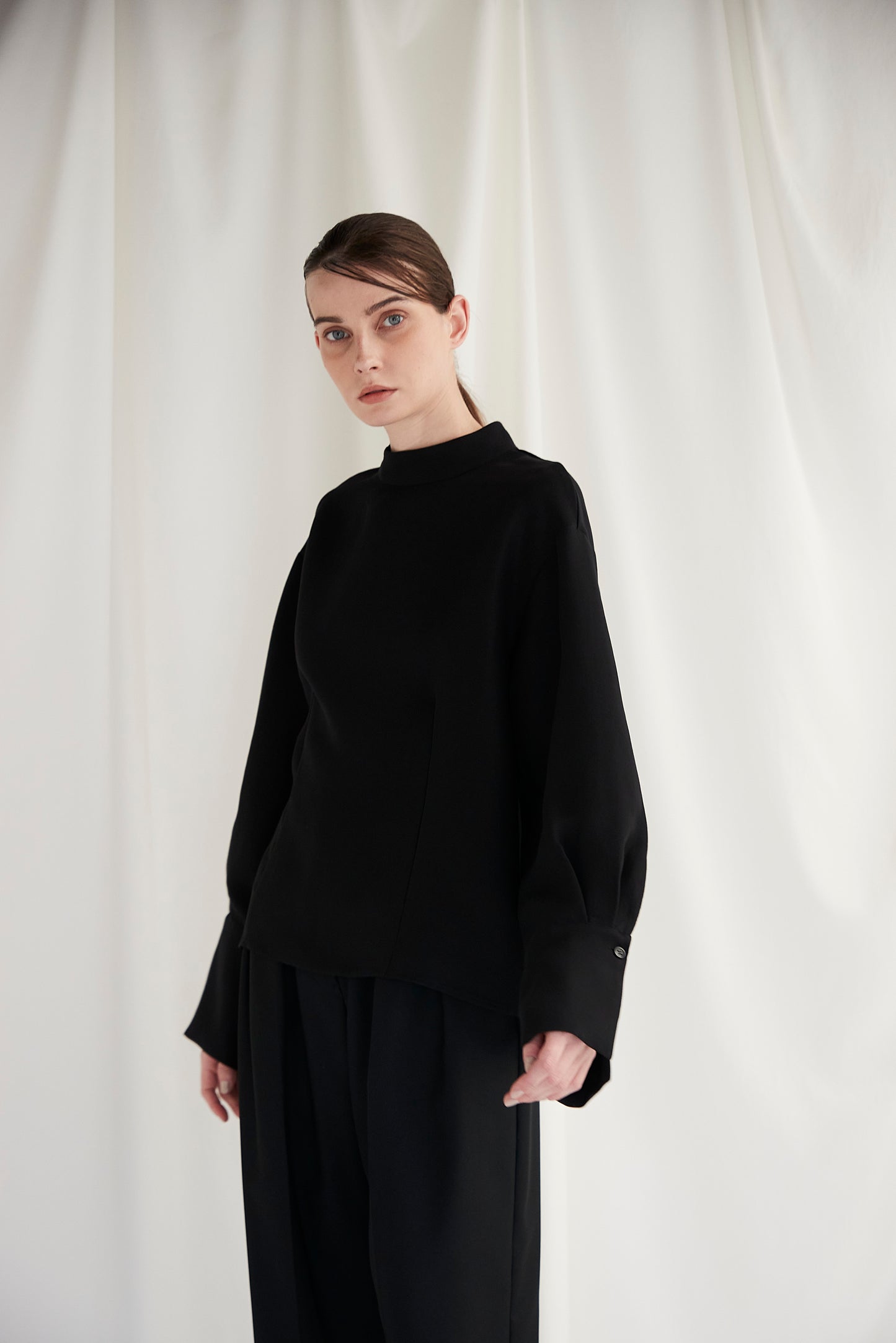 Stand Collar Cocoon Blouse