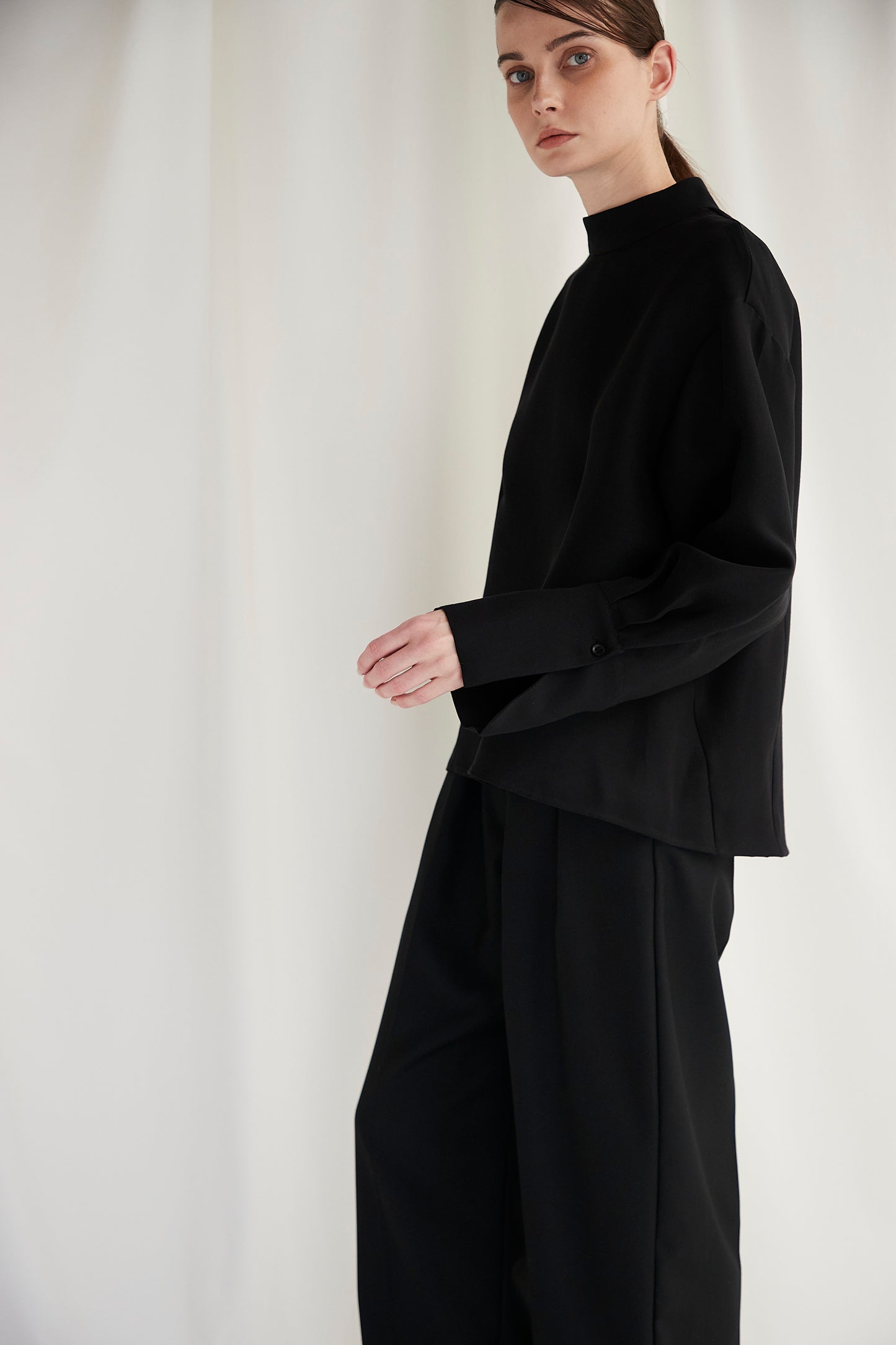 Stand Collar Cocoon Blouse