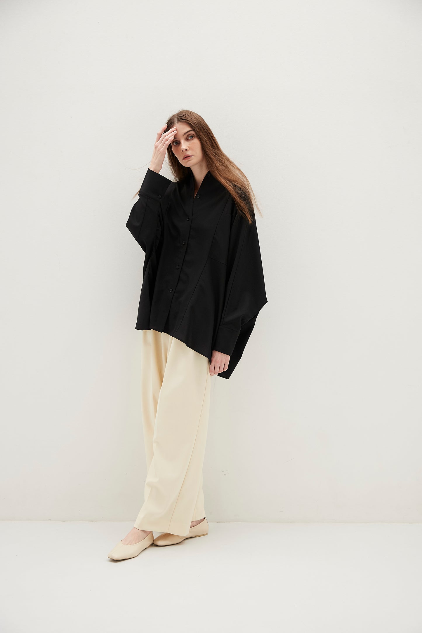 Poplin Drape Blouse
