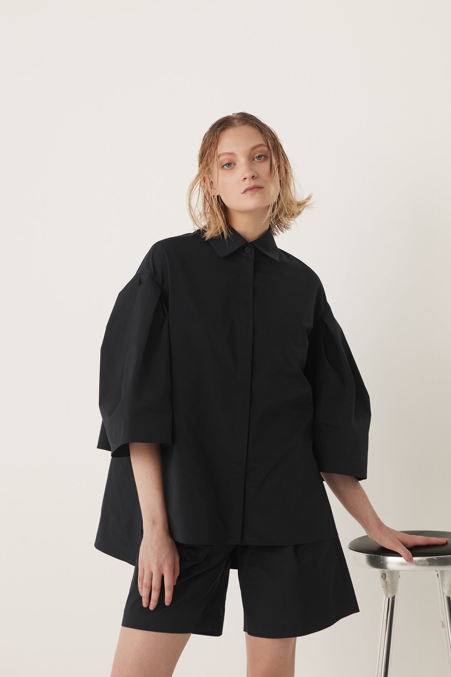 Half Sleeve Tucked Blouse