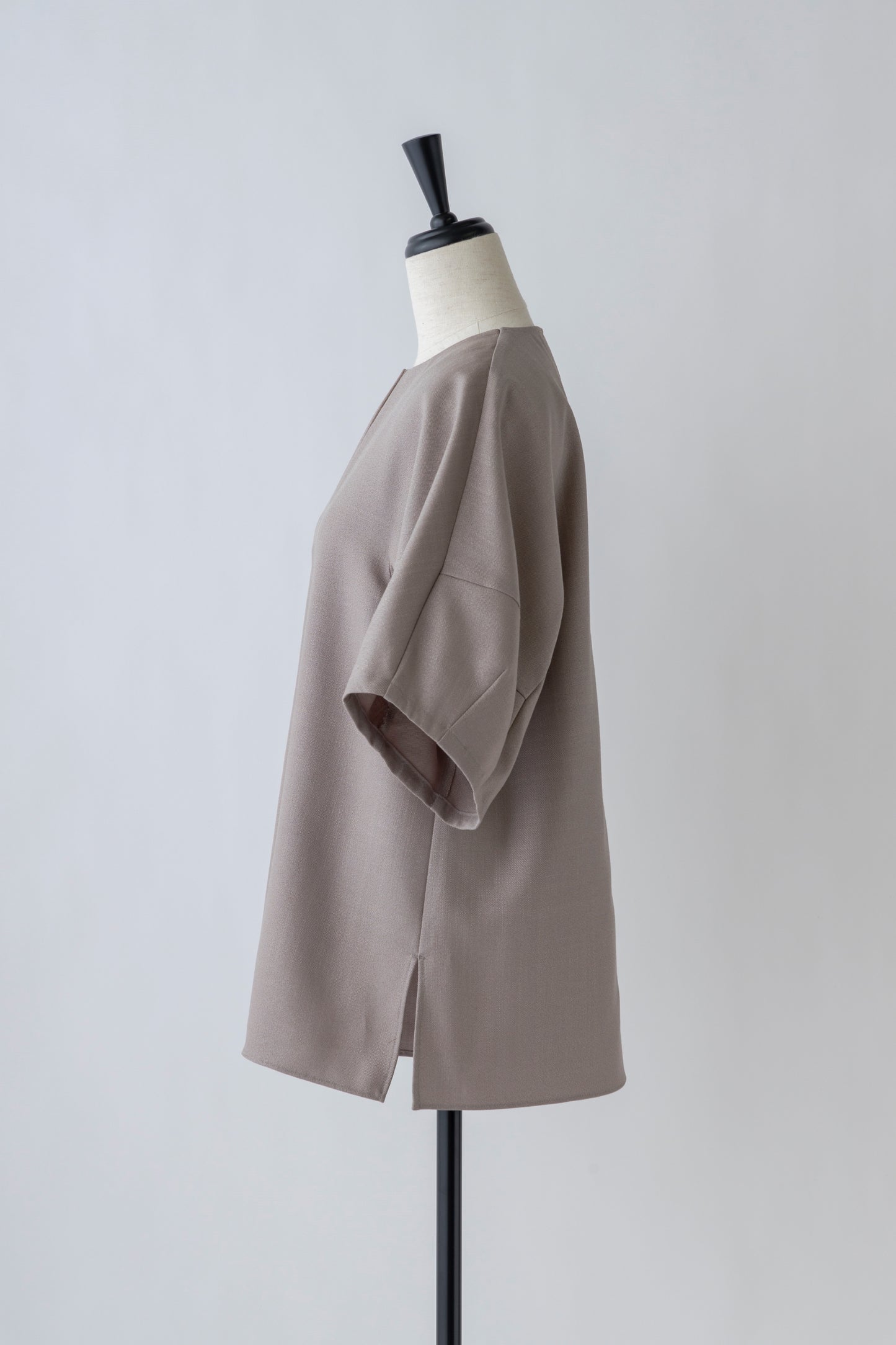 Luster keyneck shortsleeve Blouse-GRAY