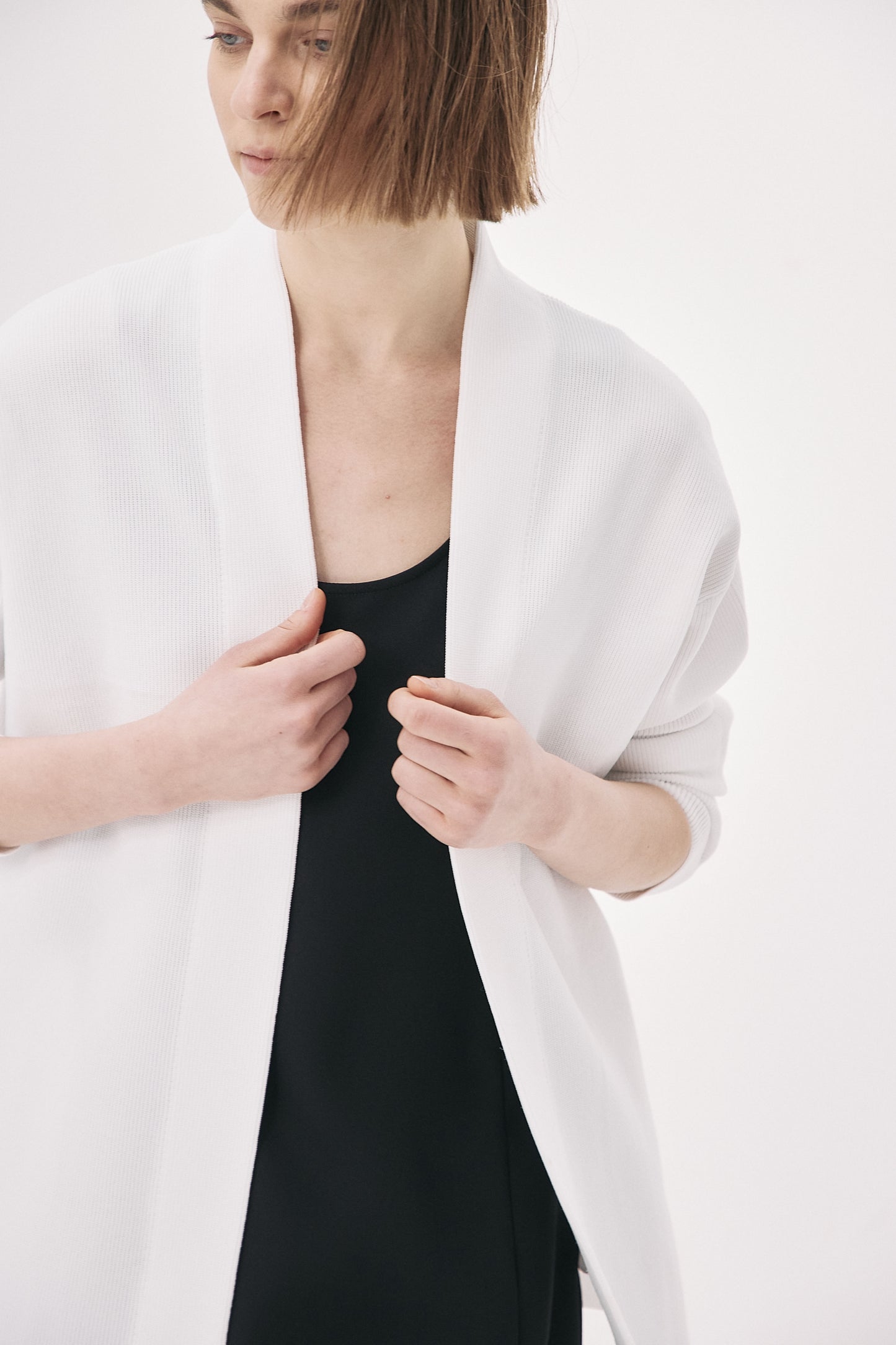 Elasticardigan Knit-WHITE