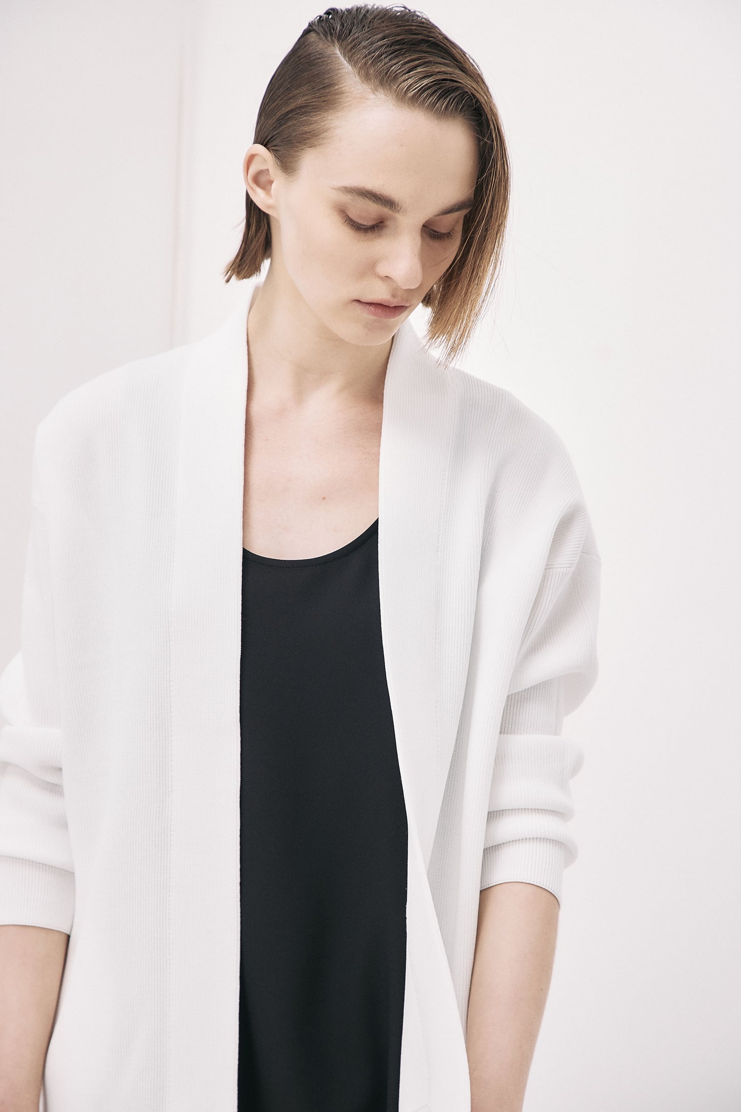 Elasticardigan Knit-WHITE