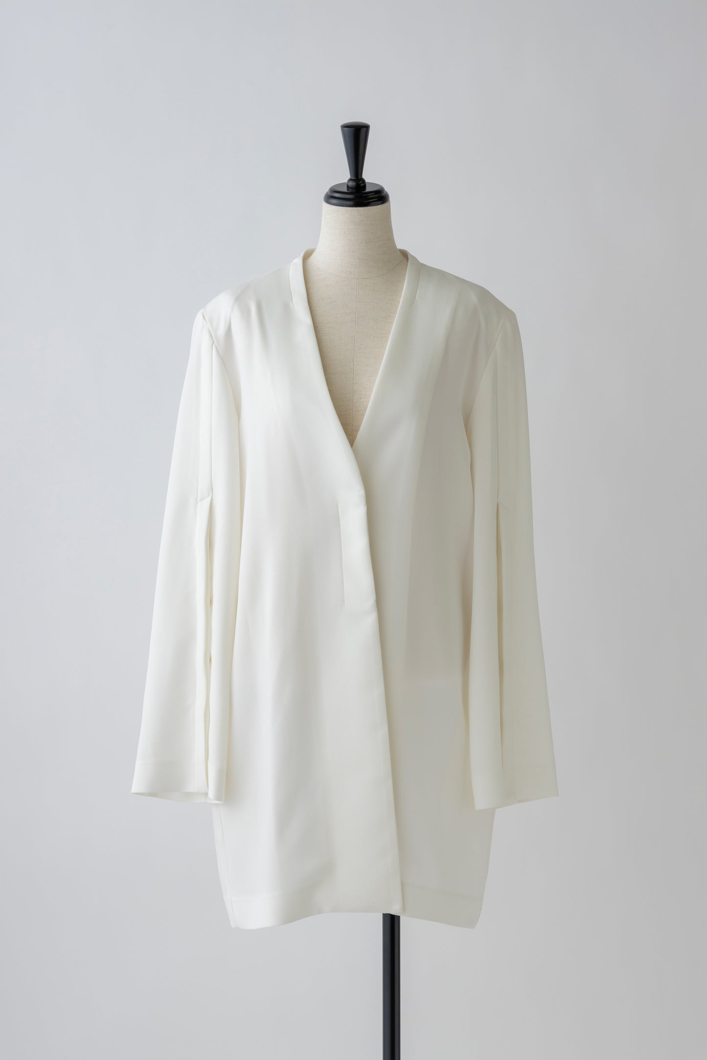 Slit Sleeves V-neck Jacket-WHITE