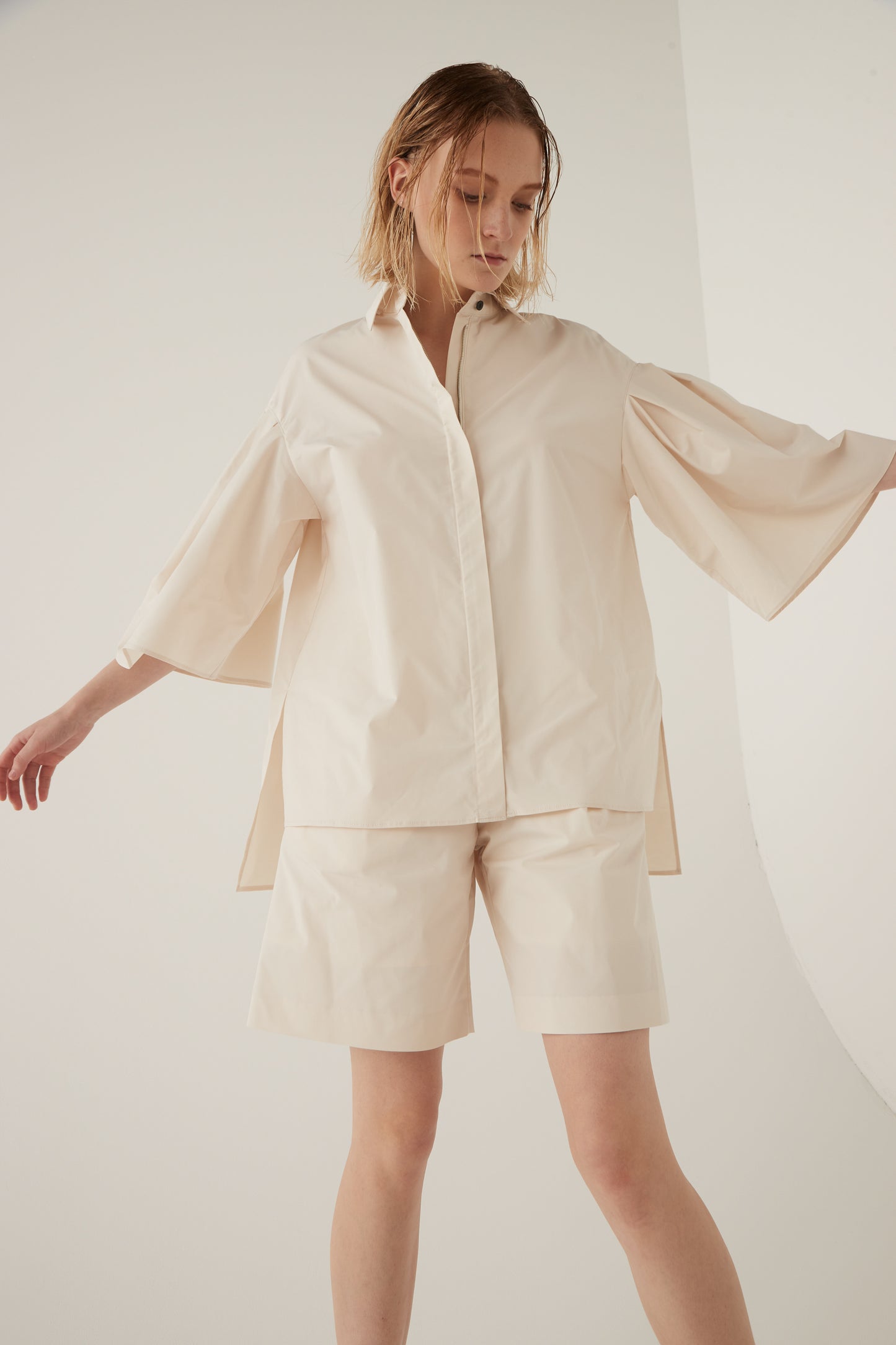 Half Sleeve Tucked Blouse