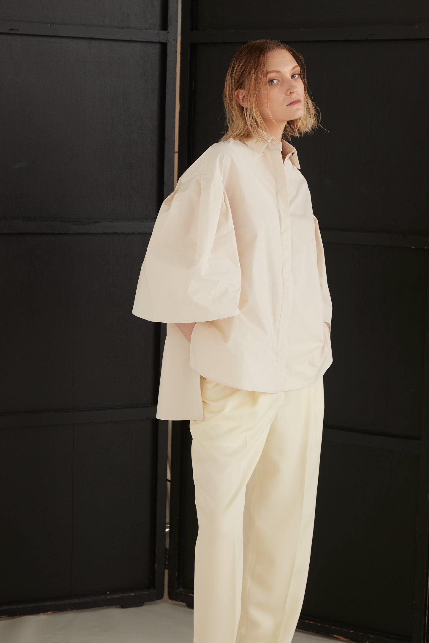 Half Sleeve Tucked Blouse