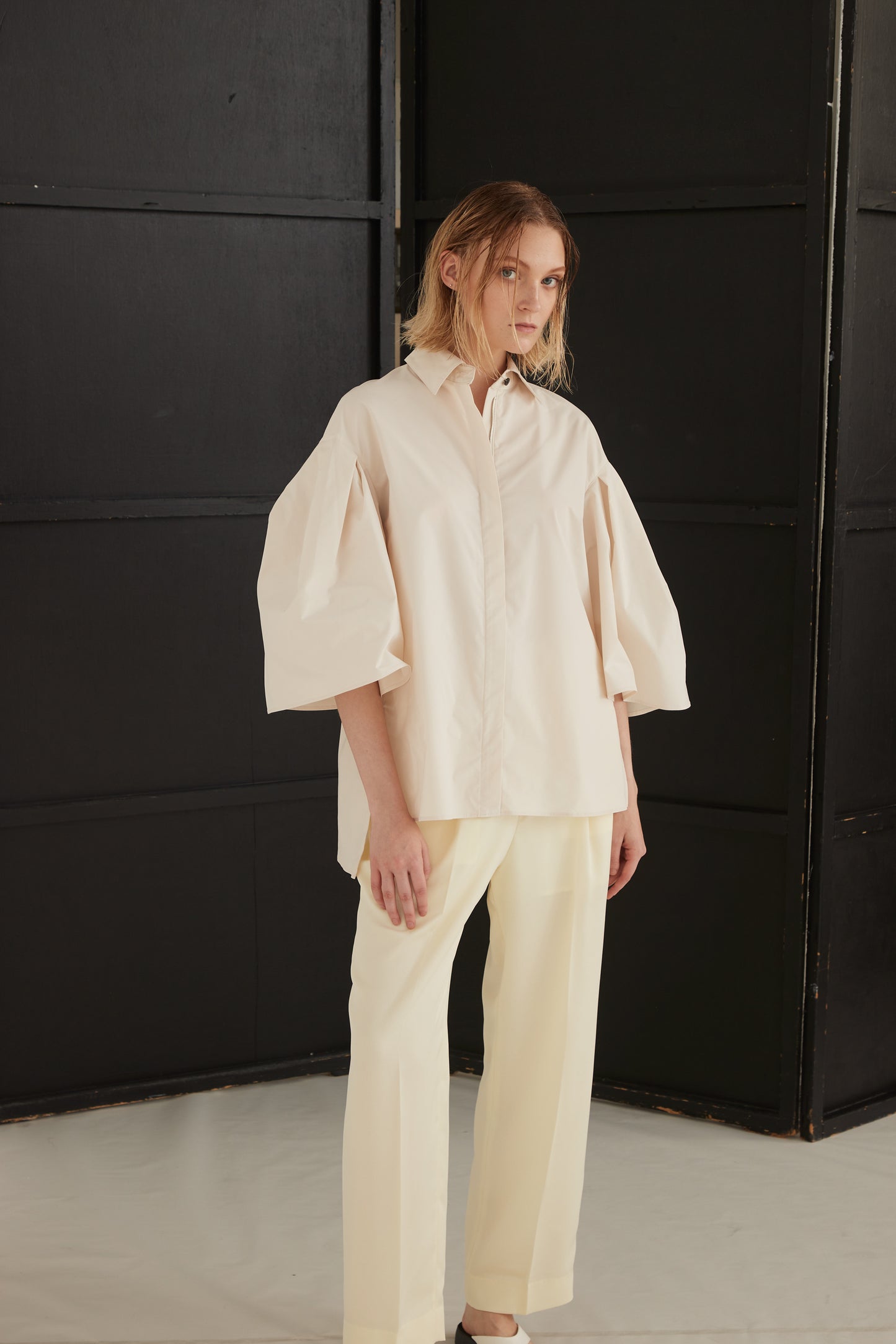 Half Sleeve Tucked Blouse