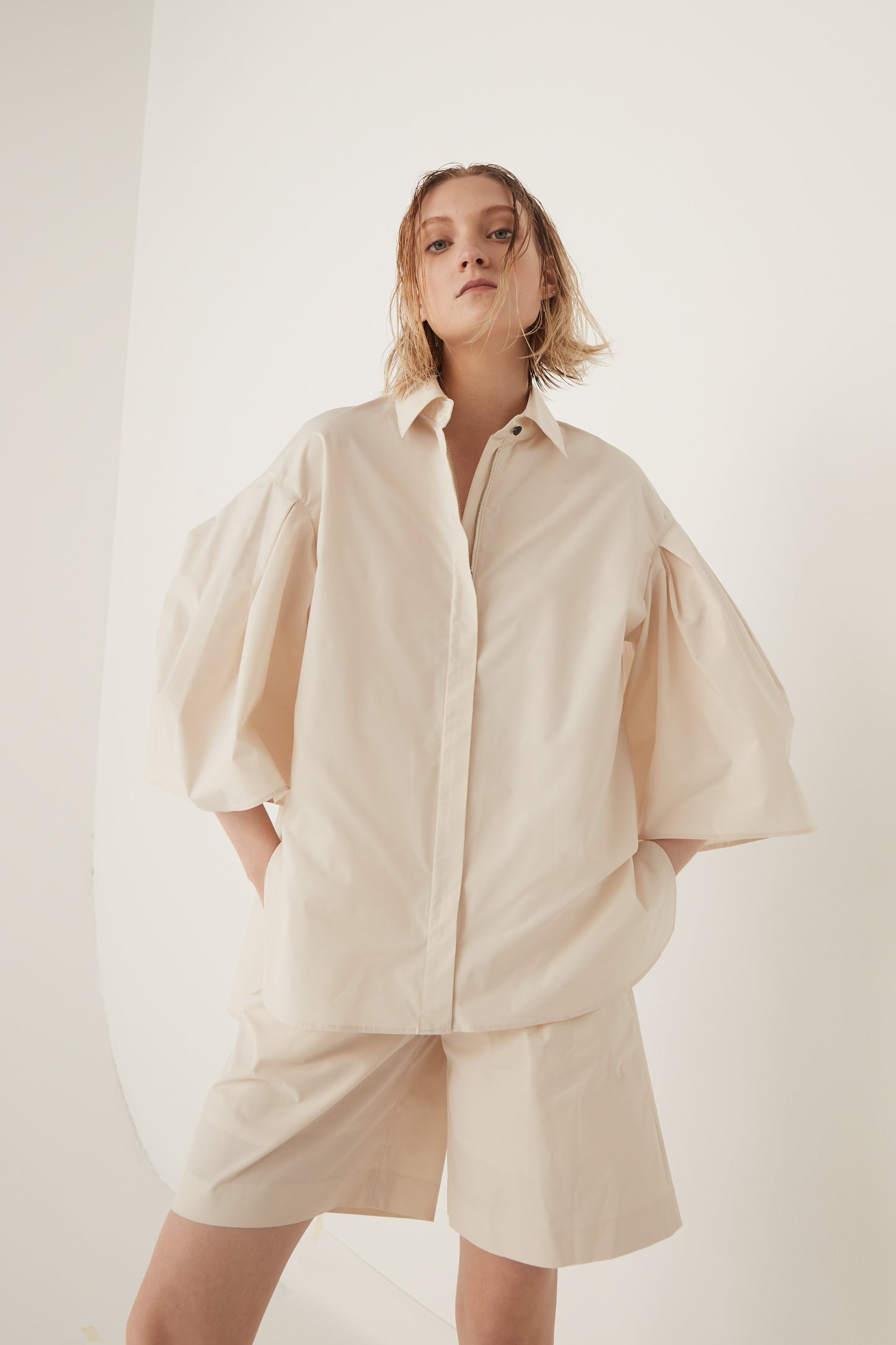 Half Sleeve Tucked Blouse