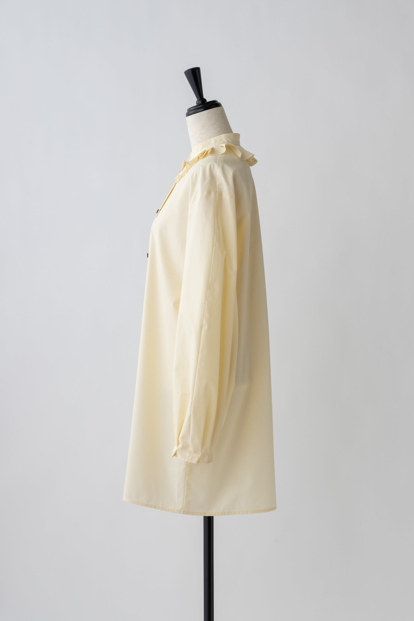 Stand Collar Frill Blouse-EGG YELLOW