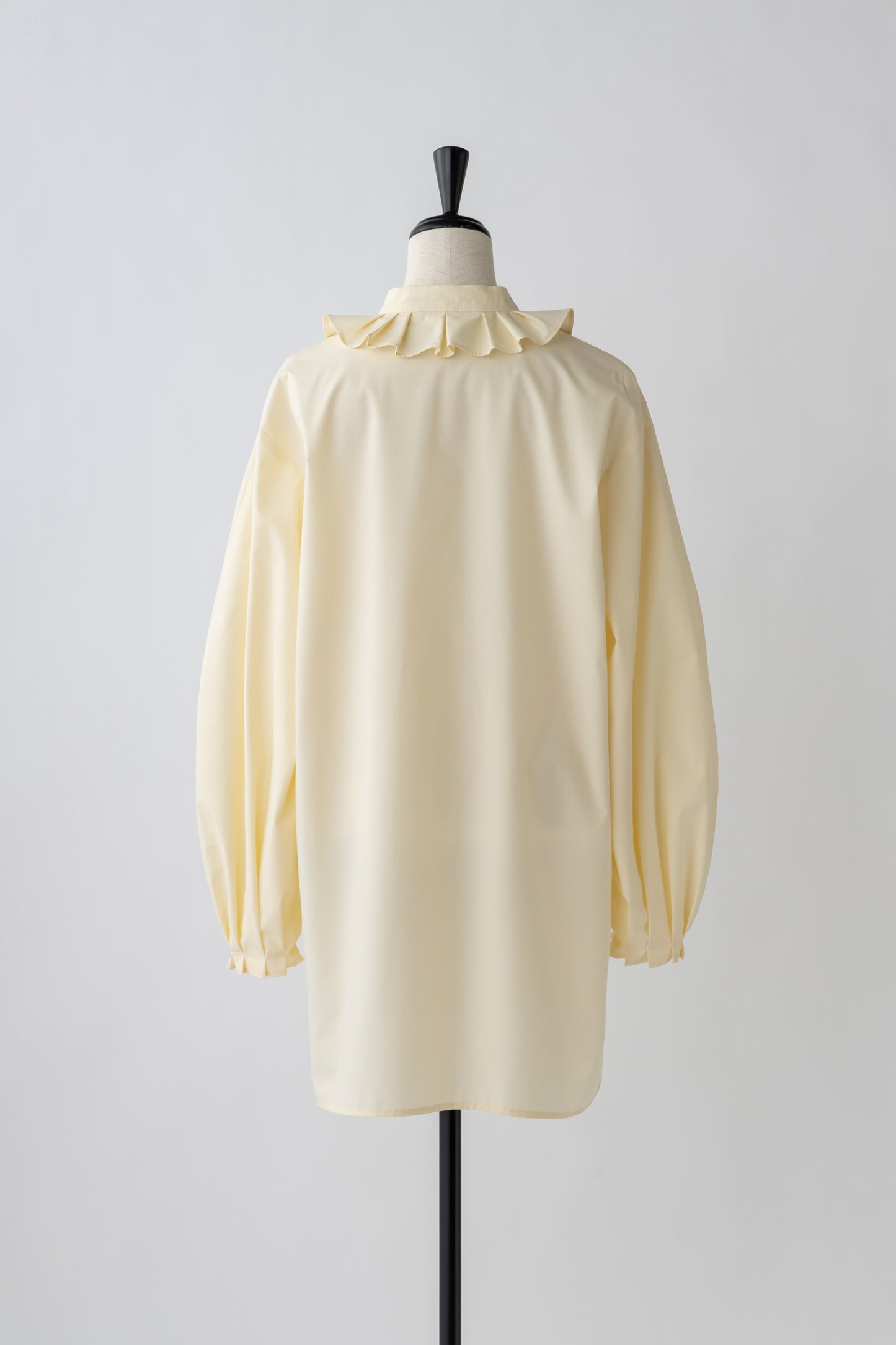 Stand Collar Frill Blouse-EGG YELLOW