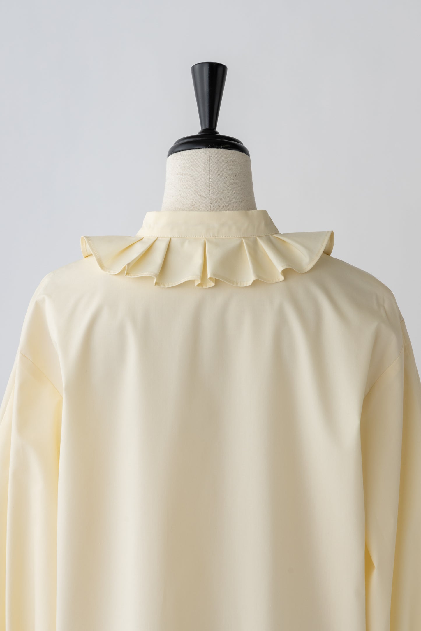 Stand Collar Frill Blouse-EGG YELLOW