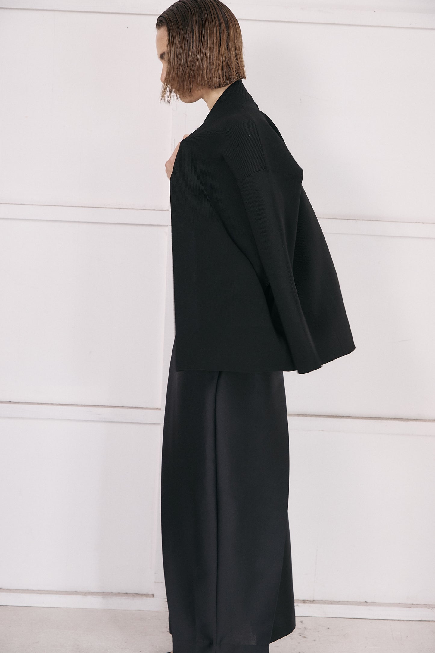 Elasticardigan Knit-BLACK