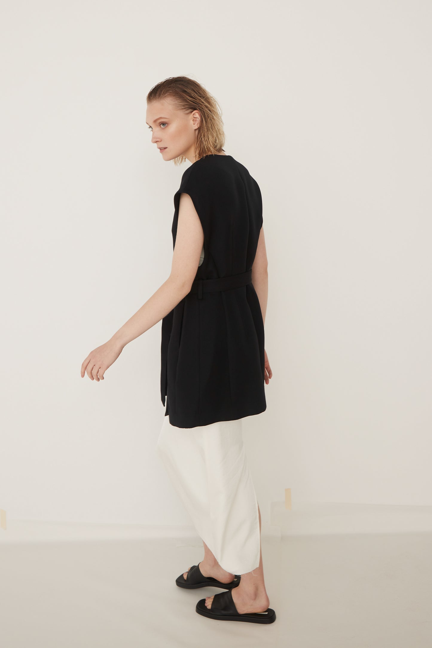 W Slit Maxi Tight Skirt-WHITE