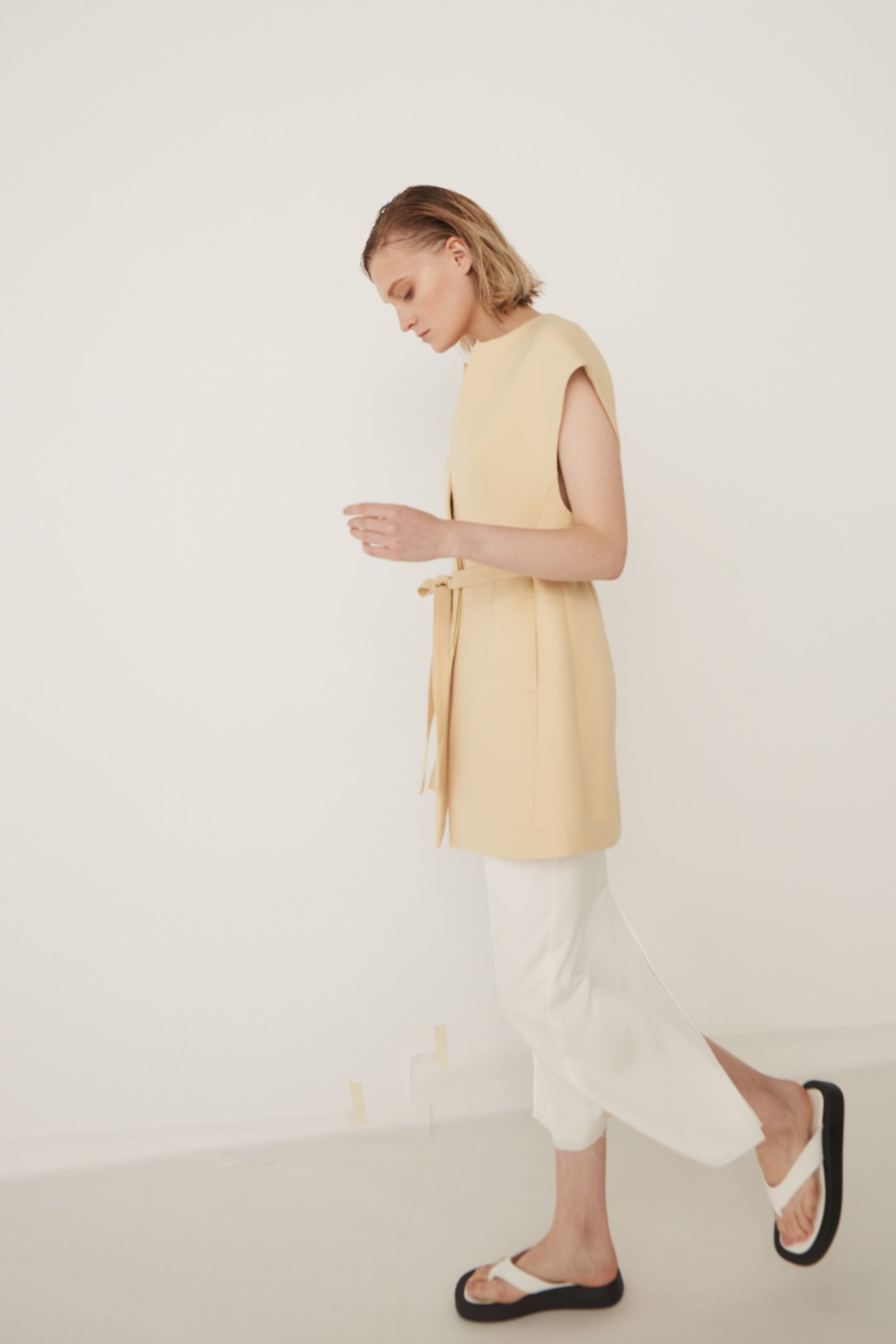 W Slit Maxi Tight Skirt-WHITE