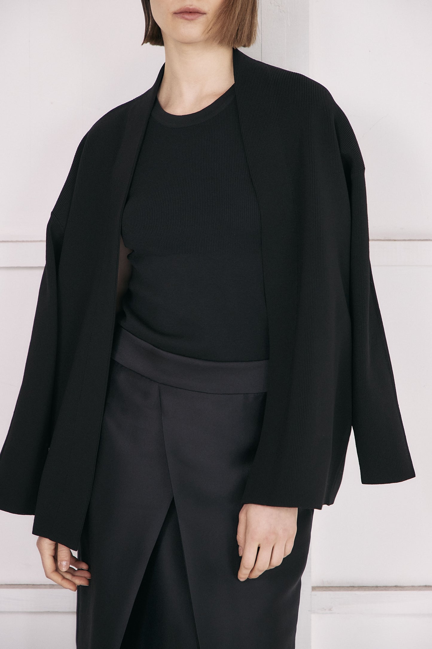 Elasticardigan Knit-BLACK