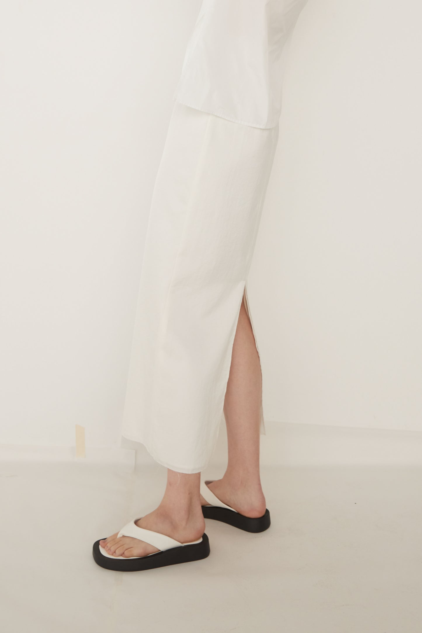 W Slit Maxi Tight Skirt-WHITE