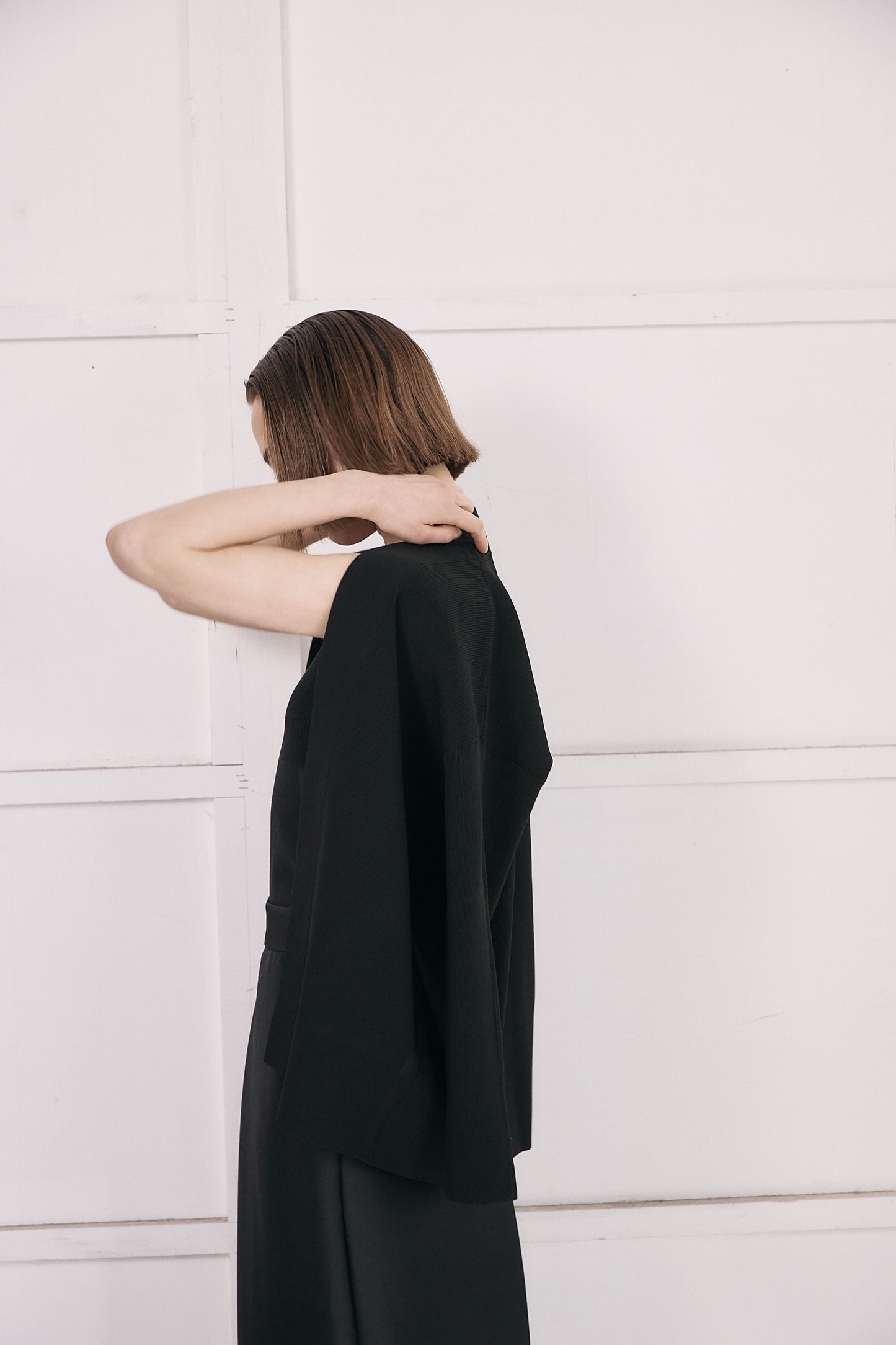 Elasticardigan Knit-BLACK