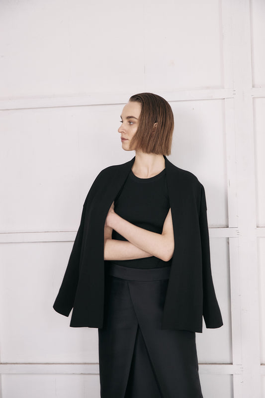 Elasticardigan Knit-BLACK