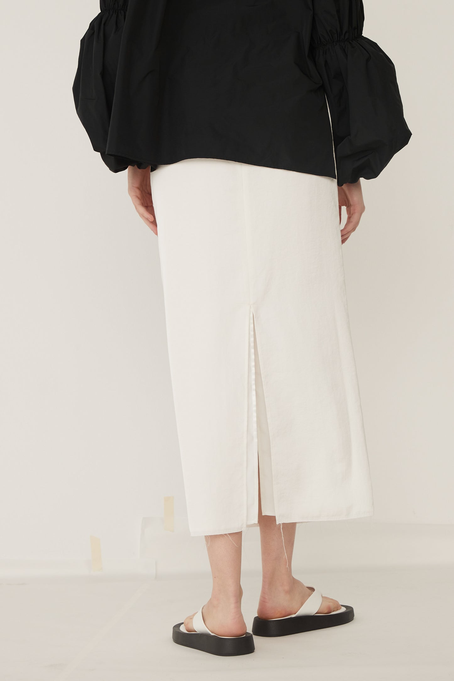 W Slit Maxi Tight Skirt-WHITE