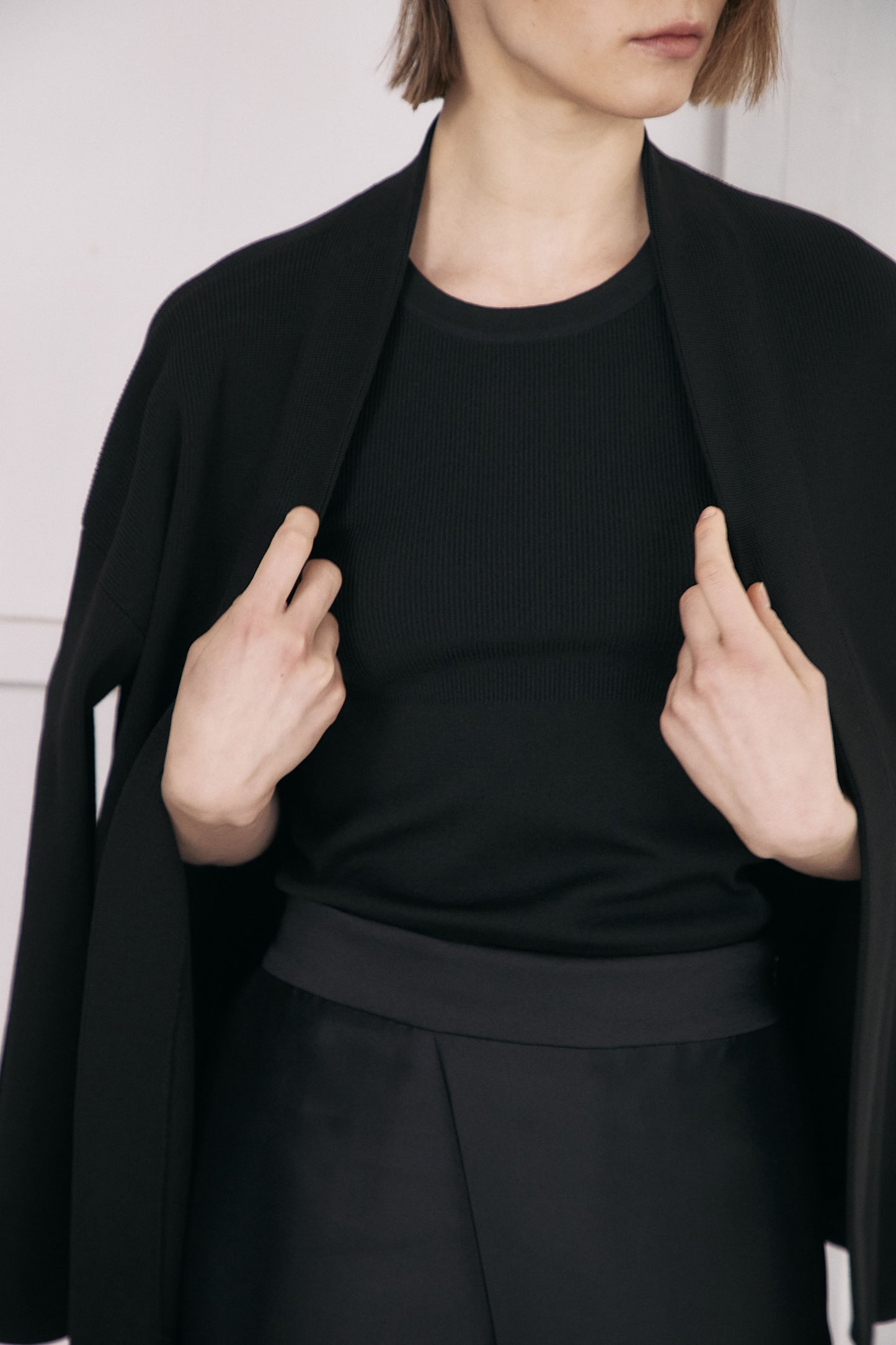 Elasticardigan Knit-BLACK