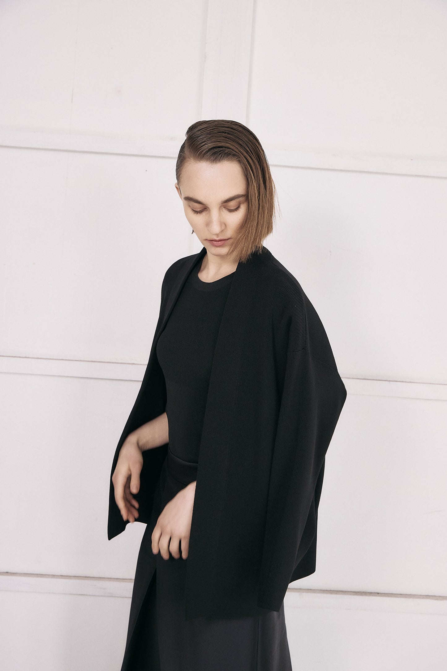 Elasticardigan Knit-BLACK