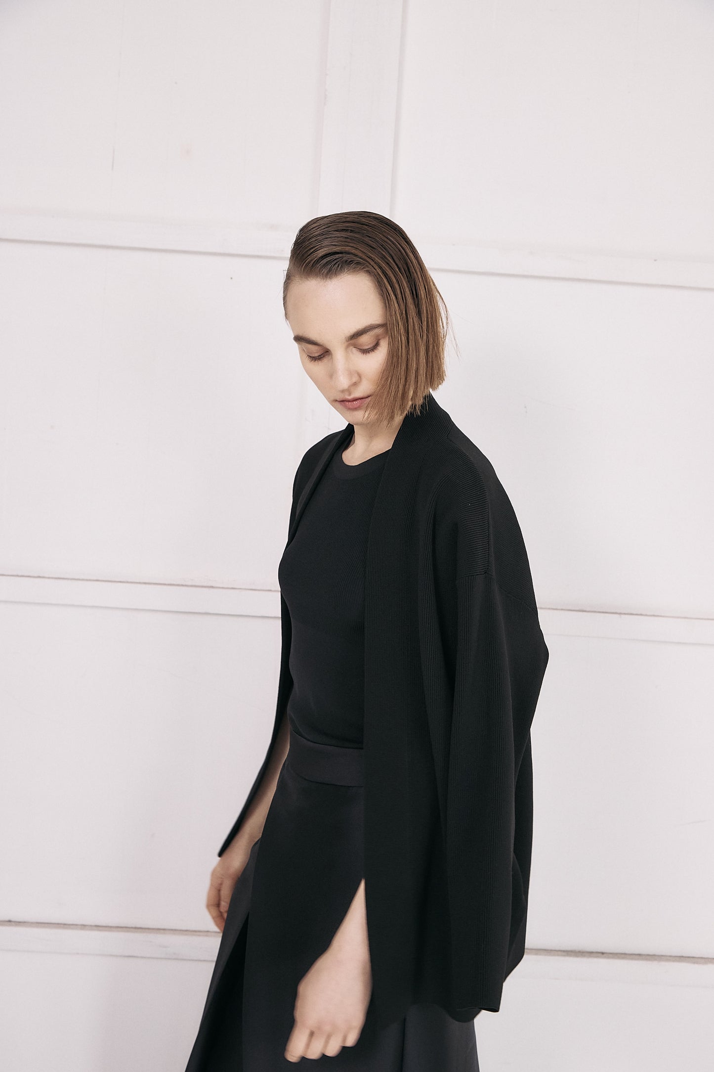 Elasticardigan Knit-BLACK