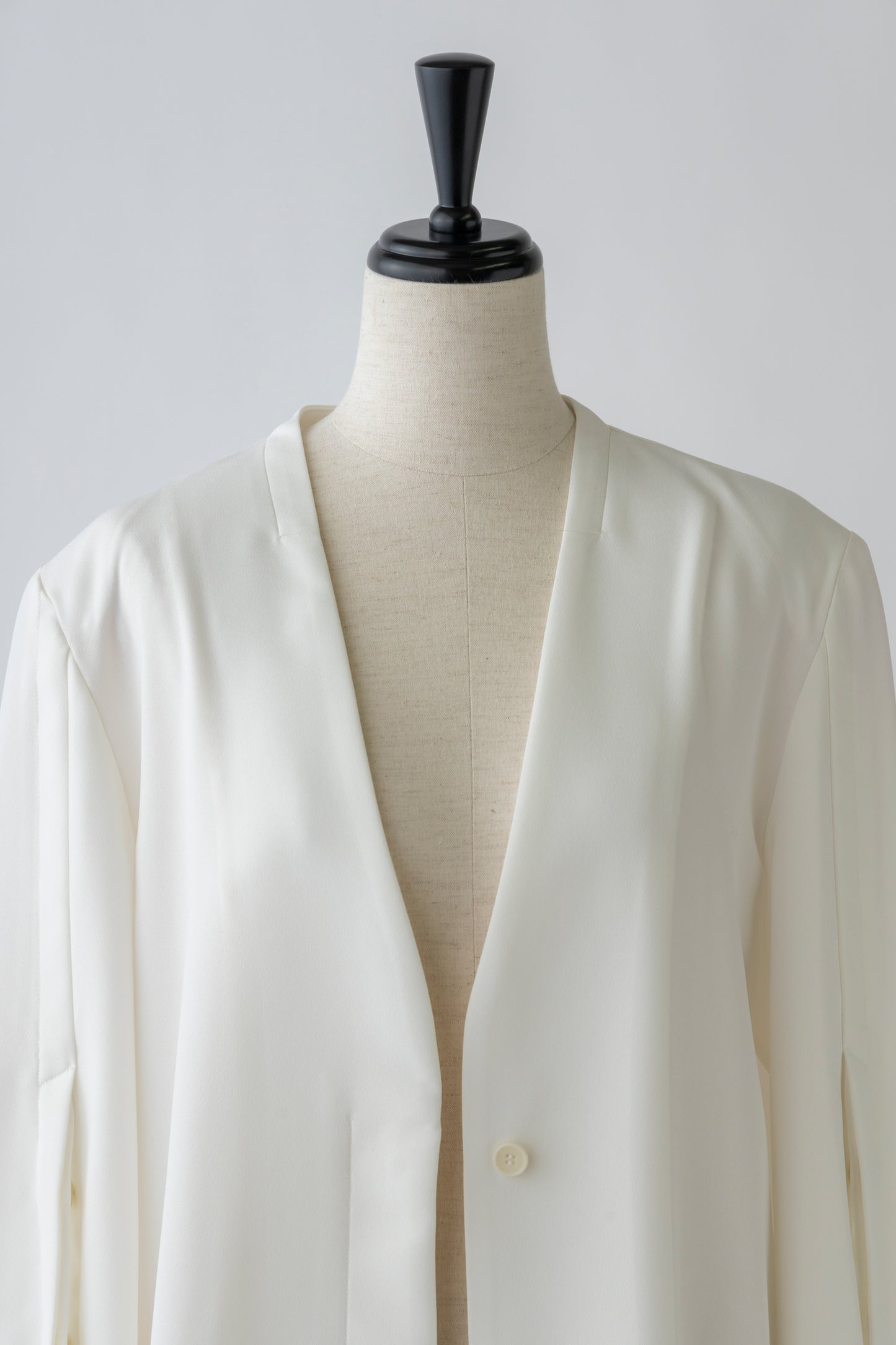 Slit Sleeves V-neck Jacket-WHITE