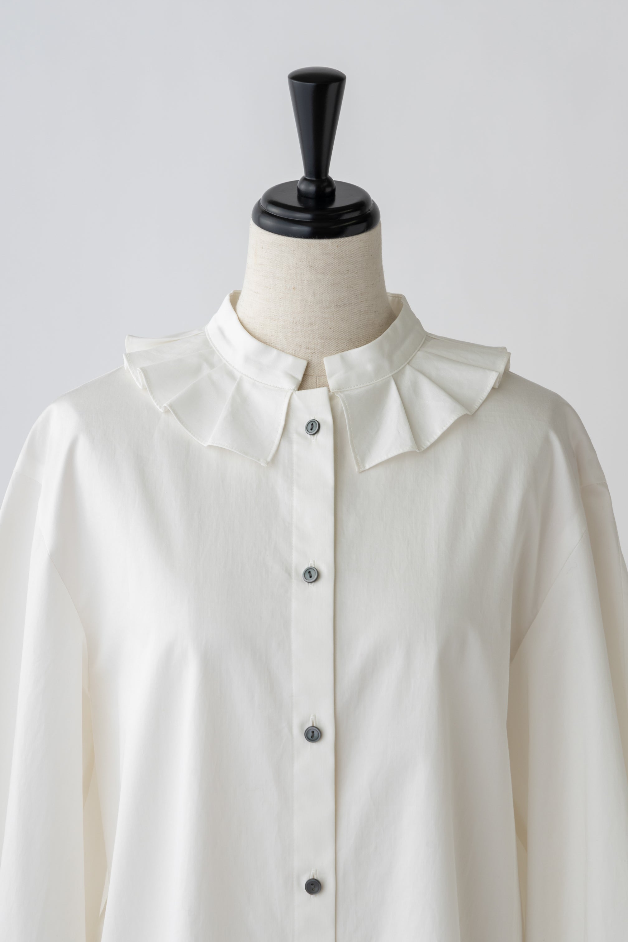 Stand Collar Frill Blouse-WHITE – SETENS