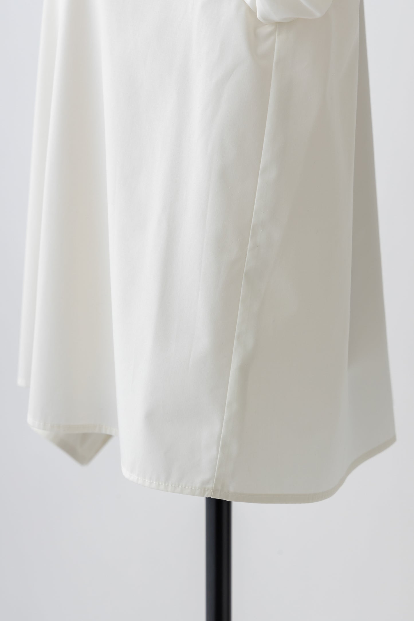 Standcollar Tucked Sleeve Blouse-WHITE