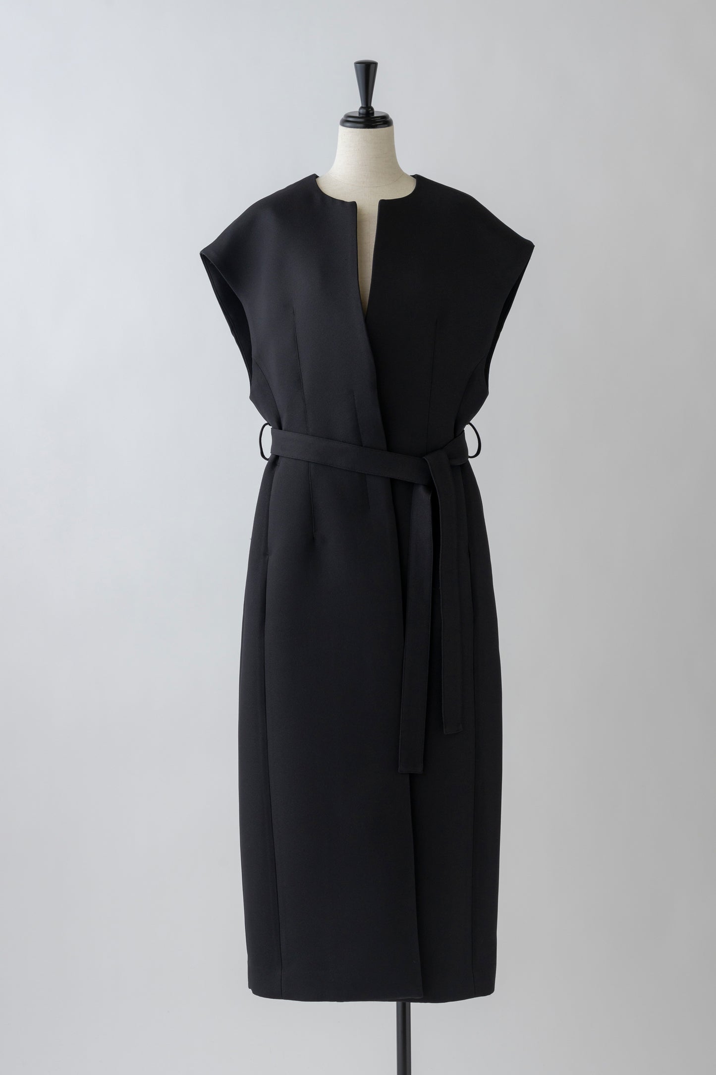 Sleeve less Long Jilet-BLACK