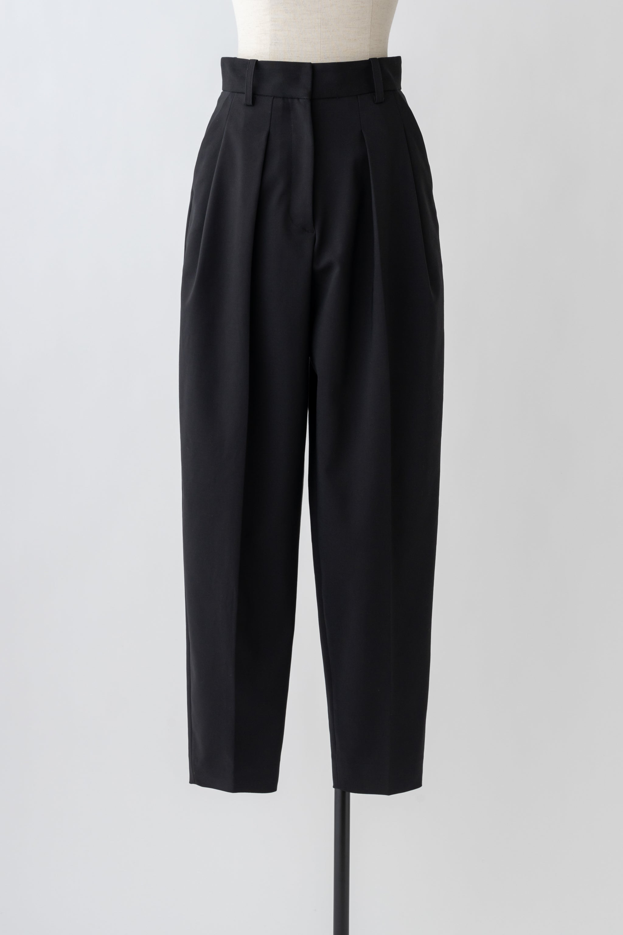 Barrel Two Tucked Pants-BLACK – SETENS