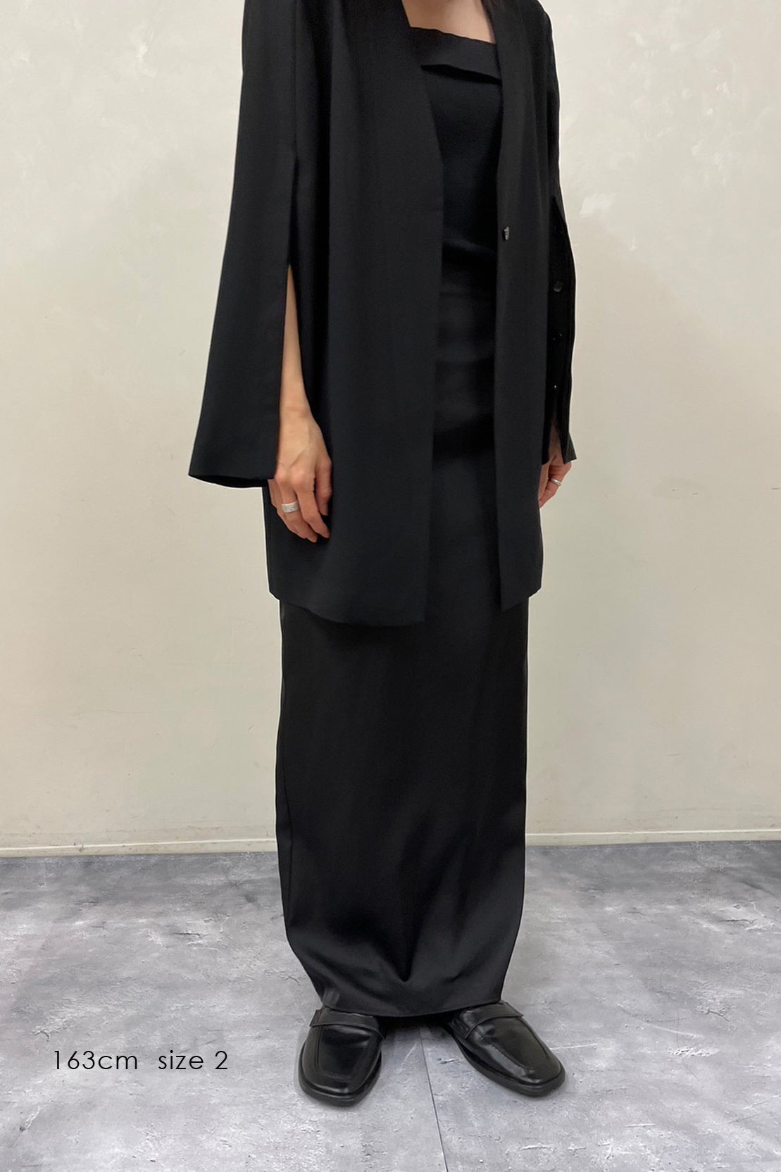 W Slit Maxi Tight Skirt-BLACK